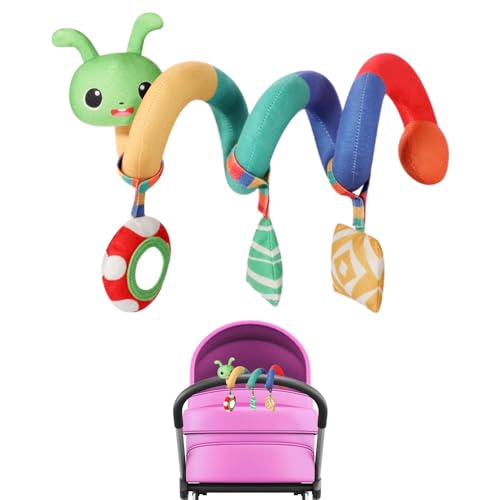 Tvnlolm Krippenspielzeug,Autositzspielzeug für Babys - Cartoon-Spiralspielzeug mit klingelnder Glocke - Kinderwagen-Plüsch-Aktivitätsspielzeug, Kinderwagen-Bogen, weiches Rasselspielzeug für Babys, von Tvnlolm