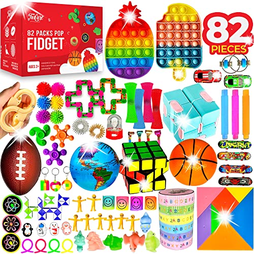 82-teiliges 2023 verbessertes Fidget-Spielzeug-Set, Partygeschenke-Set, Geschenke für Kinder, Erwachsene, Autismus, Stressabbau, ADHS, sensorisches Pop-It, Autismus, große Jungen und Mädchen von TwCare