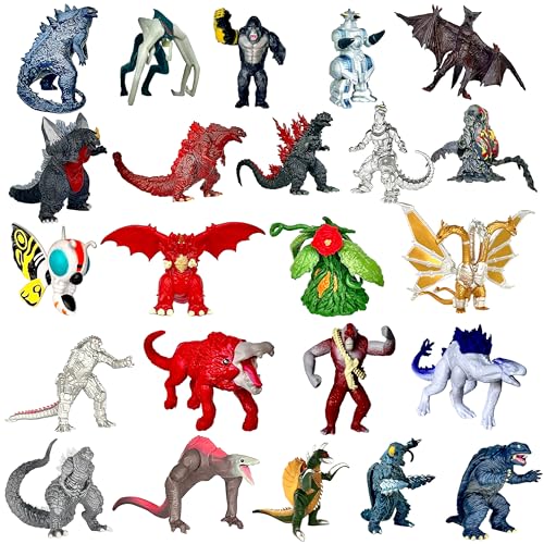 TwCare Set mit 23 Godzilla x Kong: The New Empire, Mini-Dinosaurier-Drachen-Spielzeug, Actionfiguren, Evolved Basic Exquisite Battle Roar B.E.A.S.T. Glove Shimo Frost Bite Mecha King Ghidorah Cake von TwCare