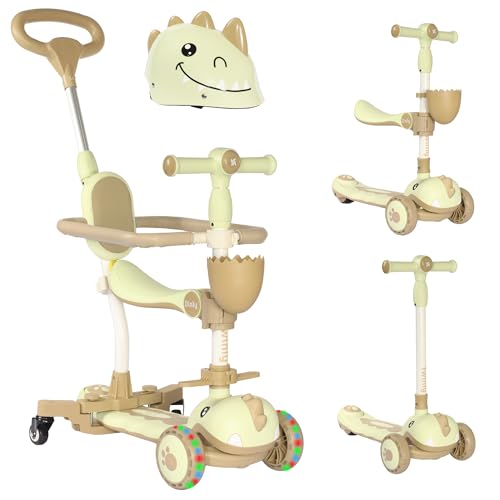 Twinly Kinder-Roller, multifunktionales Dreirad, Laufräder, Kinderroller, DINLY 3-in-1 Roller mit Helm von 1 bis 6 Jahren + Walk-Funktion – 30 kg (Grün) von Twinly