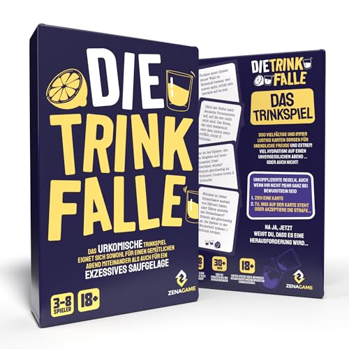 ZENAGAME Die Trinkfalle, Trinkspiel Trinkspiele für Erwachsene - 300 Verschiedene (und Immer lustige) Karten - Kartenspiele für Erwachsene, Drinking Game und Partyspiele für Erwachsene von ZENAGAME