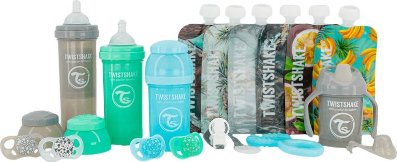 Twistshake Baby Bottle Kit, Blau/Grün/Grau von Twistshake