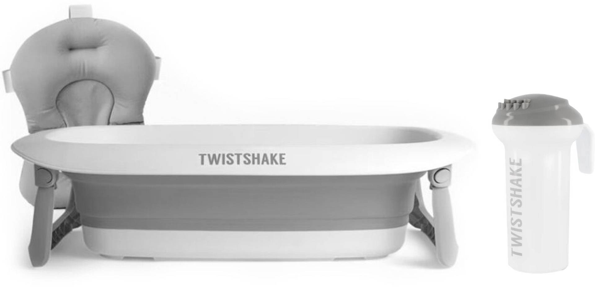 Twistshake Badewanne inkl. Badestütze &  Duschkanne, Pastel Grey von Twistshake