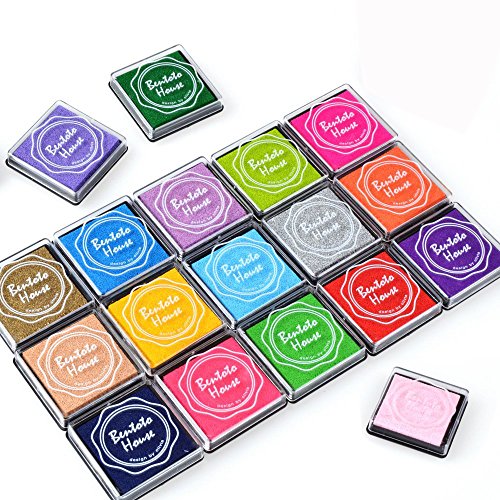 Txyk 20 Regenbogenfarben Finger Stempelkissen, für Kinder, Gummi, Briefmarken, Karte Machen, Holz, Stoff 4 * 4 cm von Txyk