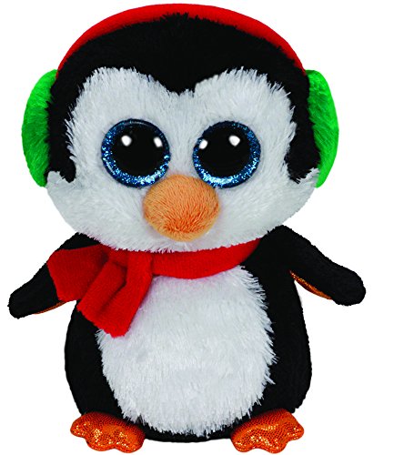 TY 36939 36939-North-Pinguin mit Schal und Glitzeraugen, Beanie Boo's, X-Mas, 24 cm von Ty Toys