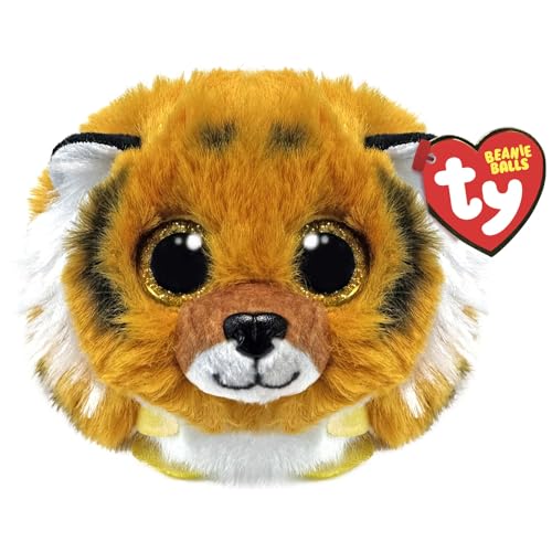 TY Clawsby Tiger Beanie Ball 7cm - Quetschbare Beanie Baby Weiche Pluschtiere - Sammelbares Kuscheliges Stofftier von TY