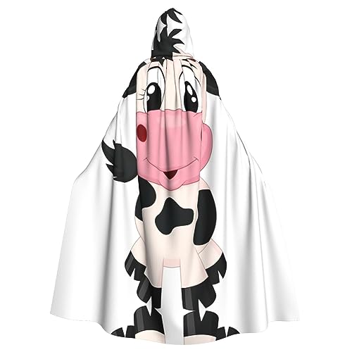 TyEdee Cartoon-Milch-Kuh-Druck, Erwachsenen-Kapuzenumhang, Karnevals-Umhang, Halloween-Hexenkostüm für Damen und Herren, Cosplay-Kostüme von TyEdee