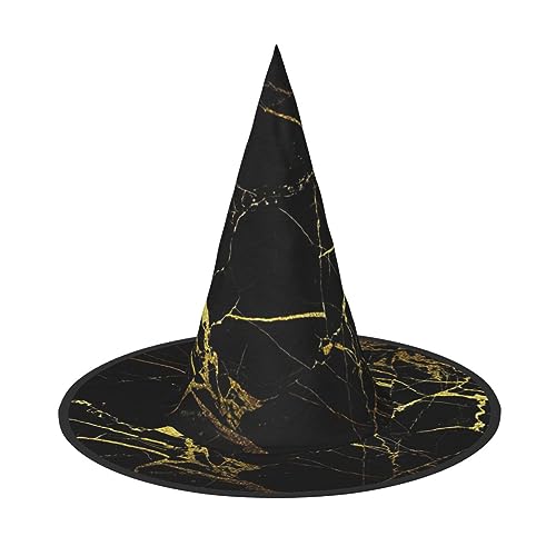 TyEdee Gruseliger Hexenhut Halloween Zauberhut Hexenhut für Halloween Cosplay Kostüm Zubehör - Schwarz Gold Hintergrund von TyEdee