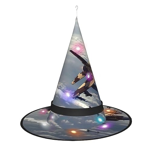 TyEdee LED-beleuchteter leuchtender Hexenhut, Magier-Hexenkappe, Halloween-Dekor-Hut, für Party-Dekor-Flugzeuge von TyEdee