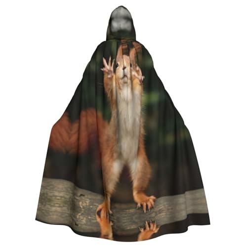 TyEdee Lustiger Eichhörnchen-Umhang mit Kapuze für Erwachsene, Karnevals-Umhang, Halloween-Hexenkostüm für Damen und Herren, Cosplay-Kostüme von TyEdee