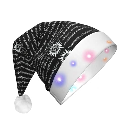 TyEdee Weihnachtsmütze mit schwarzem Inspirationsdruck, Weihnachtsmann-LED-Leuchthut, Weihnachtsmütze für Erwachsene, Weihnachtsparty-Hut, geeignet für Neujahrspartys von TyEdee