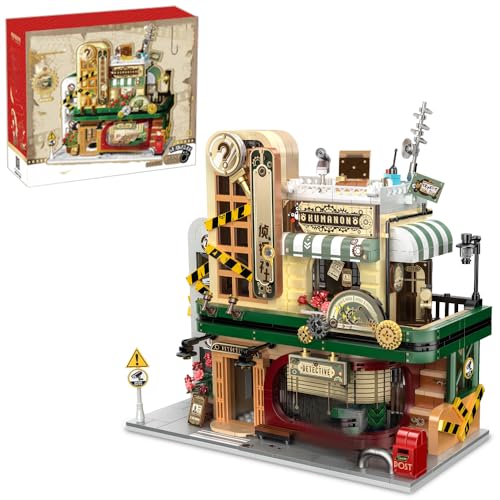 TyGn Private Detective Agency Bausteine Häuser Set Ausgestattet mit LED-Lichtern, 1286PCS 6+Kinder Spaß Architektur Spielzeug, Geeignet für Erwachsene, Jungen und Mädchen Kreatives BAU-Set Geschenk von TyGn