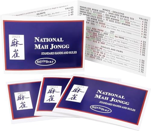 Tyasoleil Mahjong Scoring Card, Rules Card, Official Standard Hands and Rules (Blue) von Tyasoleil