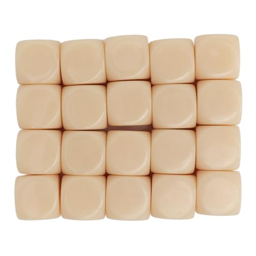 Tyenaza 20pcs Würfel, runde Ecke leeres Plastik 16mm Unterrichtsspielzeug Würfel für Brettspielparty (Beige) von Tyenaza