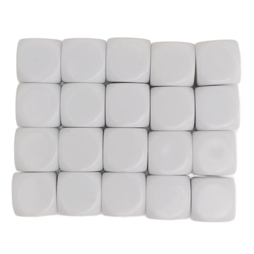 Tyenaza 20pcs Würfel, runde Ecke leeres Plastik 16mm Unterrichtsspielzeug Würfel für Brettspielparty (White) von Tyenaza