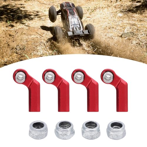 Tyenaza 4 Set RC Link Rod End, Aluminium-Chassis-Lenklenkstab-Lenkstab-Rodendenden/Biegungstabenden für 1/10 RC Crawler SCX10 4 Capra VS4-10 Wraith (Red) von Tyenaza