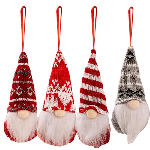 4 Stück Plüsch Wichtel Gnom Weihnachten Deko Christmasdecorations Christbaumschmuck Weihnachtsbaumzwerge Zum Aufhänge 3D Gefüllte Zwergenornamente Heimdekoration von Tyinerc