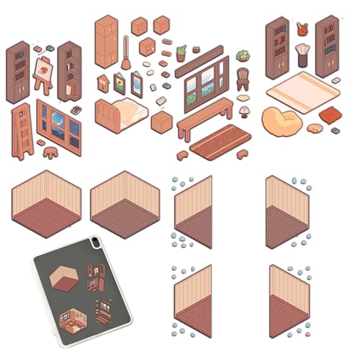 Tyinerc 3D-Sticker-Raumbuch, 3D-Miniatur-Szenenaufkleber | 8X süßes Cartoon-Aufkleber-Set,Machen Sie Ihre eigenen Raumszenen, basteln Sie, planen Sie, stapeln Sie Szenenaufkleber für Erwachsene von Tyinerc