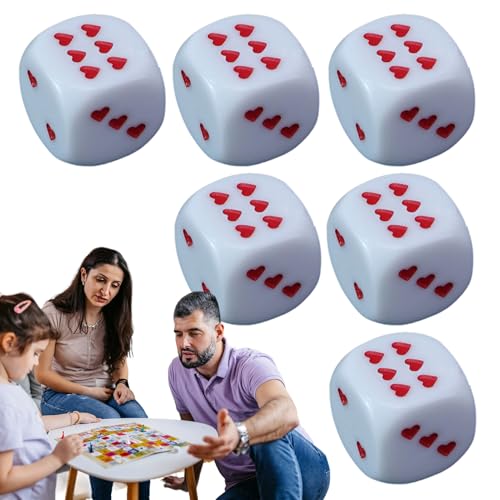 Tyinerc Sechsseitige Würfel | Acrylwürfel für Tischspiele mit herzförmigen Punkten,6 Stück Abgerundete Ecken Für Reise Unterricht Aktivitäten Urlaub Events Abend Tyinerc Sechsseitige Würfel | Acrylwürfel für Tischspiele mit herzförmigen Punkten,6 Stück Abgerundete Ecken Für Reise Unterricht Aktivitäten Urlaub Events Abend von Tyinerc