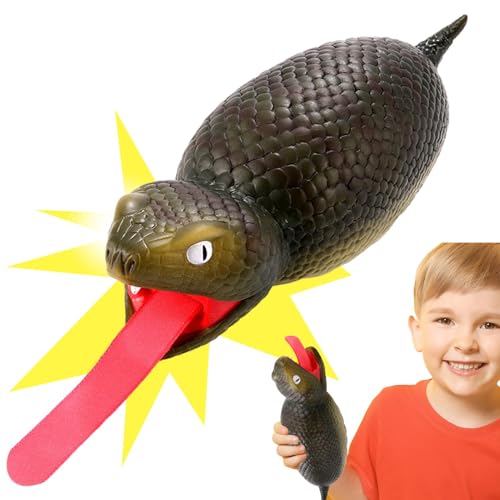 Tyinerc Tricky Snake | Gummischlangen mit einziehbarer Zunge | Gefälschtes Schlangenspielzeug für Kinderspielzeug, Halloween-Requisiten, Quetschschlangen-Streich-Requisite, lustige tierische knifflige von Tyinerc