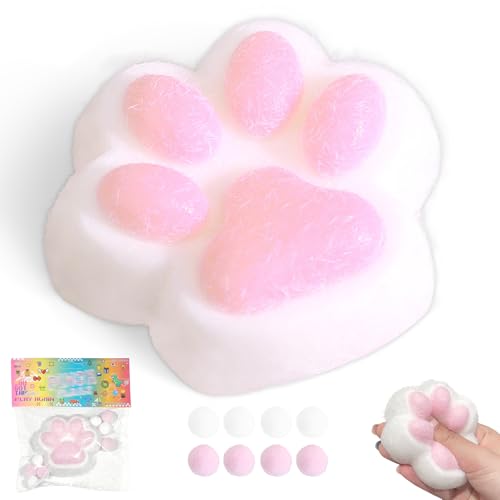 Stress Spielzeug, Cat Paw Squeeze Toy, Kawaii Stressabbau Spielzeug, Anti Stress Squishy Pfote, Katzenpfoten Quetschspielzeug mit Bällen Lustig Anti Stress und Angst Relief (Weiß) von Tylices