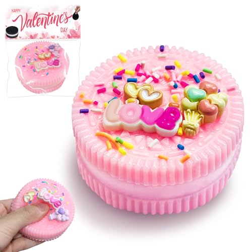 Valentinstags Squishy Anti-Stress-Spielzeug Keks – Squeeze Toy für Stressabbau, Süßer Fidget Stressball – Perfektes Valentinstagsgeschenk, Stressspielzeug für Erwachsene (Rosa) von Tylices