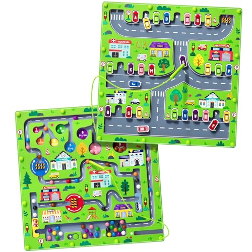 2-in-1 Magnetisches Auto-Zahlen-Labyrinth, Magnet-Alphabet-Zählbrett Holzpuzzle, Montessori-Vorschulspielzeug, Geschenk für Jungen und Mädchen von 3-5 Jahren (Großes Auto, Einheitsgrösse) 2-in-1 Magnetisches Auto-Zahlen-Labyrinth, Magnet-Alphabet-Zählbrett Holzpuzzle, Montessori-Vorschulspielzeug, Geschenk für Jungen und Mädchen von 3-5 Jahren (Großes Auto, Einheitsgrösse) von Tymokcall