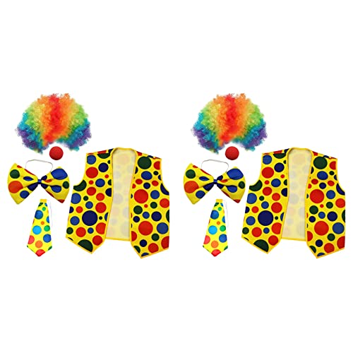 Tynmoel 10Er-Pack Clown-Kostüm-Set, Clown-Perücke, Nasenweste für Cheer, Halloween, Cosplay, Partys, Karneval, Verkleidung von Tynmoel