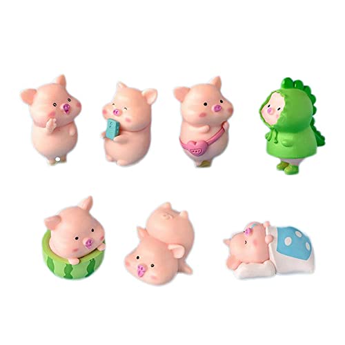 Tynmoel 7 Stück Schwein DIY Heimdekoration Figuren Miniatur Schweine Figuren Niedliche Schweinchen Modelle Miniatur Landschaft Zubehör Fee Garten Miniaturen Raumdekoration von Tynmoel