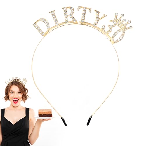 Tyqour 30.Geburtstag Stirnbänder 30 Geburtstag Frauen Geburtstag Kronen Mädchen Stirnband Gold Geburtstag Kopfschmuck Strass Haarband Tiara Happy Birthday Zubehör für Party Weihnachtsdekoration von Tyqour