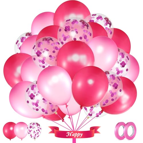 Tyqour Luftballons Geburtstag, Luftballons Rosa 60 Stück Pink Helium Ballons Geburtstag mit Band, Rosa Luftballons Ballons Rosa für Hochzeit Geburtstag Mädchen Babyparty Dekorationen von Tyqour