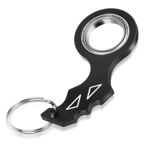 Tyqour Schlüsselanhänger Spinner Keyring Tragbar Finger Spinner Schlüsselanhänger Ring Spielzeug für Fingertraining, Kinder und Erwachsene Angstlinderung Schlüssel Spinner (Schwarz) von Tyqour