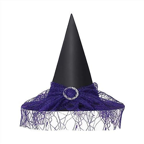 Tyuffghet Amfirst Hexen Zubehör Karnevalshut Krempe Kostüm Cosplay Party Hut Zubehör Faltbar Schwarz Farbe Scharfe mit Breiter Krempe in Einheitsgröße Fasching Karneval Mädchen für Halloween Karneval von Tyuffghet