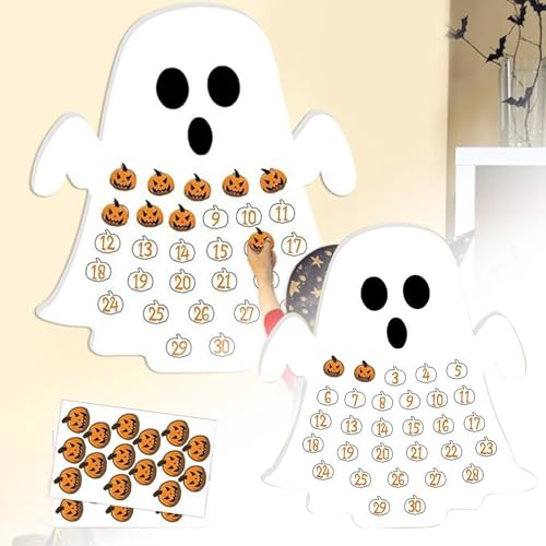 Tyuffghet Aufkleber Selbst Gestalten Linie für 30 Tage Papierposter Kürbis-Versiegelungsaufkleber Halloween-Dekor für Zuhause, Klassenzimmer, Büro, Wandidee (White, 75X65CM) von Tyuffghet