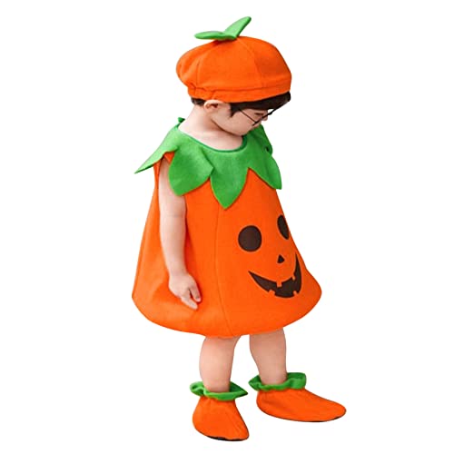 Tyuffghet Babykleidung Set Halloween Baby Body Overall + Mütze Kürbis kostüm Baby Orange Mädchen Jungen Baby Mädchen Jungen Halloween Karneval von Tyuffghet