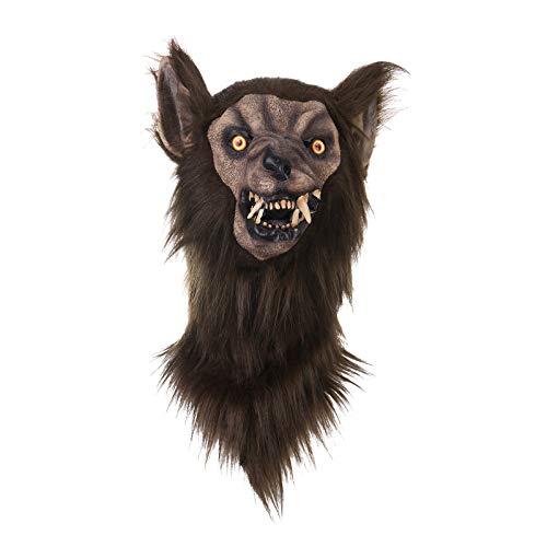 Tyuffghet Kopfbekleidung Maske Wolfs Kopfbekleidung Werewolf Kostüm Kostüm Für Karneval (Black, One Size) von Tyuffghet