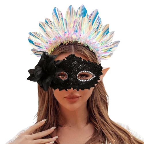 Tyuffghet Maskerade Maske für Frauen Pfau Schmetterling Metall Glänzende Damen Feder Karneval Venezianische Maske Venezianische Maske für Fasching, Kostümparty, Karneval (BK) von Tyuffghet