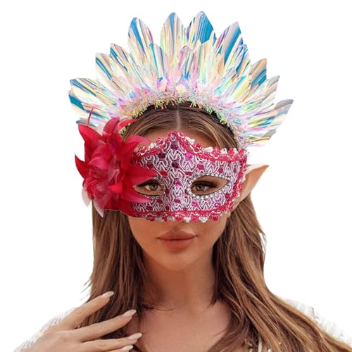 Tyuffghet Maskerade Maske für Frauen Pfau Schmetterling Metall Glänzende Damen Feder Karneval Venezianische Maske Venezianische Maske für Fasching, Kostümparty, Karneval (HT) von Tyuffghet