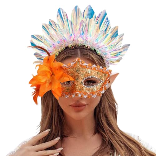 Tyuffghet Maskerade Maske für Frauen Pfau Schmetterling Metall Glänzende Damen Feder Karneval Venezianische Maske Venezianische Maske für Fasching, Kostümparty, Karneval (OR) von Tyuffghet