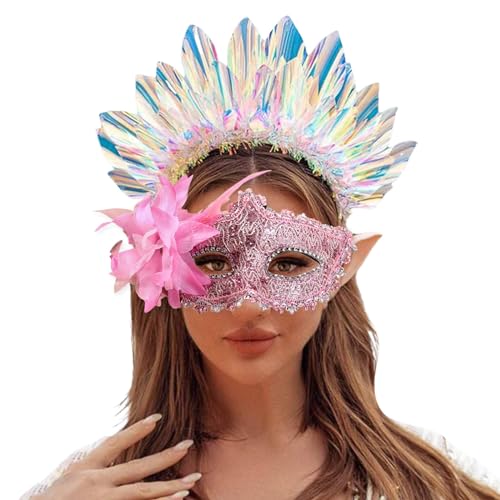 Tyuffghet Maskerade Maske für Frauen Pfau Schmetterling Metall Glänzende Damen Feder Karneval Venezianische Maske Venezianische Maske für Fasching, Kostümparty, Karneval (PK) von Tyuffghet