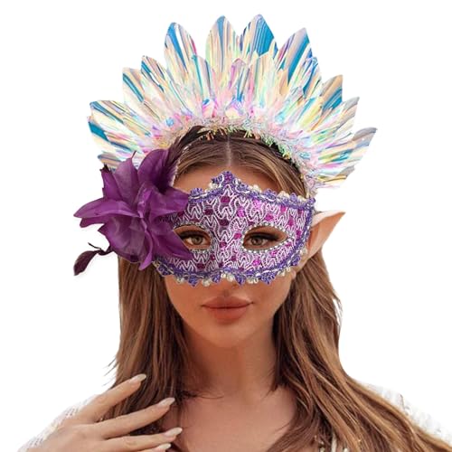 Tyuffghet Maskerade Maske für Frauen Pfau Schmetterling Metall Glänzende Damen Feder Karneval Venezianische Maske Venezianische Maske für Fasching, Kostümparty, Karneval (PP) von Tyuffghet