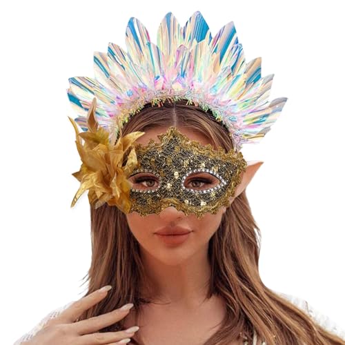 Tyuffghet Maskerade Maske für Frauen Pfau Schmetterling Metall Glänzende Damen Feder Karneval Venezianische Maske Venezianische Maske für Fasching, Kostümparty, Karneval (RG) von Tyuffghet