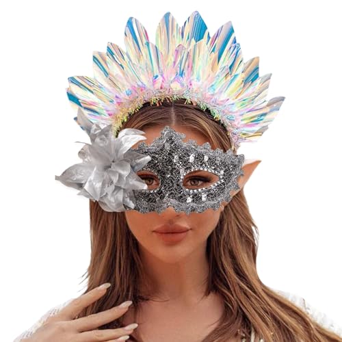 Tyuffghet Maskerade Maske für Frauen Pfau Schmetterling Metall Glänzende Damen Feder Karneval Venezianische Maske Venezianische Maske für Fasching, Kostümparty, Karneval (SL) von Tyuffghet