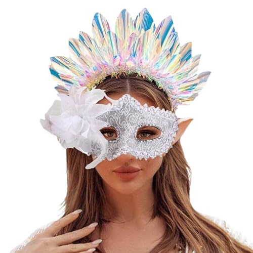 Tyuffghet Maskerade Maske für Frauen Pfau Schmetterling Metall Glänzende Damen Feder Karneval Venezianische Maske Venezianische Maske für Fasching, Kostümparty, Karneval (WH) von Tyuffghet