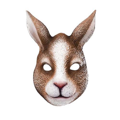 Tyuffghet Osterkaninchen mit halbem Gesicht für Halloween, Ostern, Karneval, Party, Maskerade, Kostümparty, Cosplay-Requisiten Mund Nasen Schutz Schwarz (White, One Size) von Tyuffghet