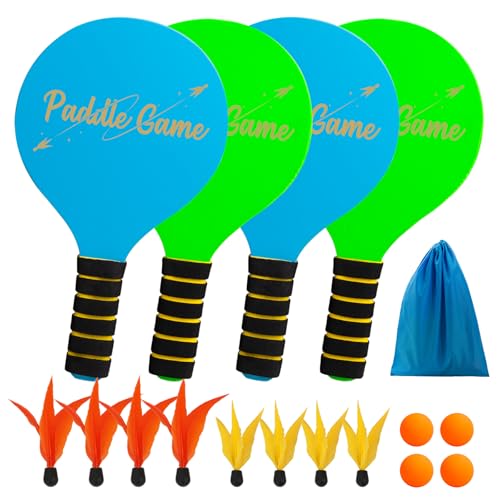 U&C Planet Beachball Set Paddle Ball Spiel Strandschlägerset aus Holz Schläger Spiel für Kinder&Familie 4 Schläger, 4 Bälle und 8 Birdies Spielzeug für Garten Strand Party (Hellgrün und Blau) U&C Planet Beachball Set Paddle Ball Spiel Strandschlägerset aus Holz Schläger Spiel für Kinder&Familie 4 Schläger, 4 Bälle und 8 Birdies Spielzeug für Garten Strand Party (Hellgrün und Blau) von U&C Planet