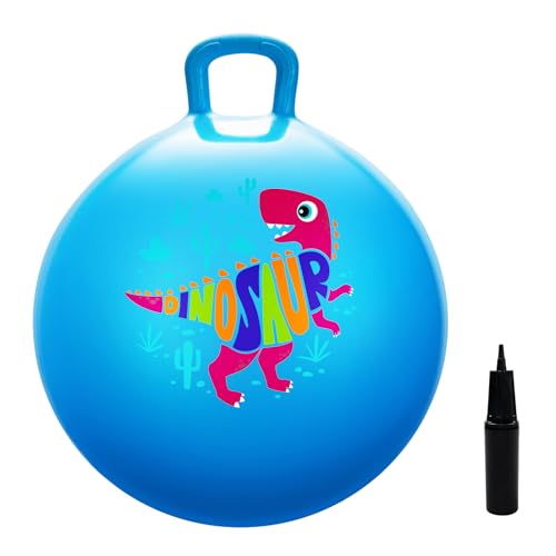 U&C Planet Sprungball 18 Zoll Hüpfball mit Pumpe 45 cm Hopper Ball für Kinder von 3-8 Jahren aufblasbare Space Hoppers Jump Ball Drinnen & Draußen,Dinasour blau von U&C Planet