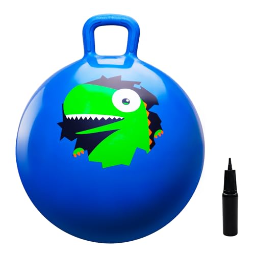 U&C Planet Sprungball 45 cm Hüpfball mit Pumpe 18 Zoll Hopper Ball für Kinder ab 3 Jahre aufblasbare Space Hoppers Jump Ball Drinnen & Draußen, Dinasour tiefblau von U&C Planet