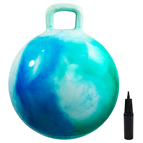 U&C Planet Hüpfball für Kinder Aufblasbarer Hopperbal mit Pumpe, 45 cm Hopper Ball für Kinder，max. Belastbarkeit 100 KG, Spielzeug für Kinder 3-6 Jahre Drinnen & Draußen，Wolke blau von U&C Planet