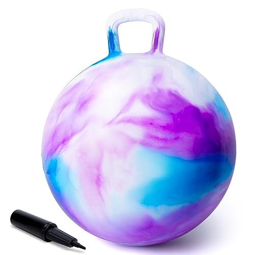 U&C Planet Hüpfball für Kinder Aufblasbarer Hopperball mit Pumpe, 45 cm Hopper Ball für Kinder max. Belastbarkeit 100 KG, Spielzeug für Kinder 3-6 Jahre Drinnen & Draußen，Wolke violett von U&C Planet